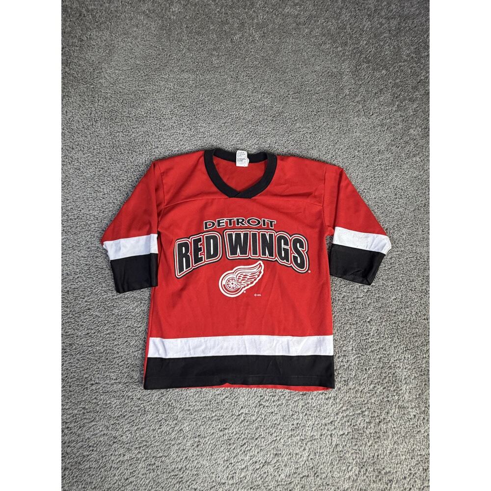Vintage Detroit Red Wings Jersey Boys M 10/12 Red NHL Hockey Team Logo GTS Mesh